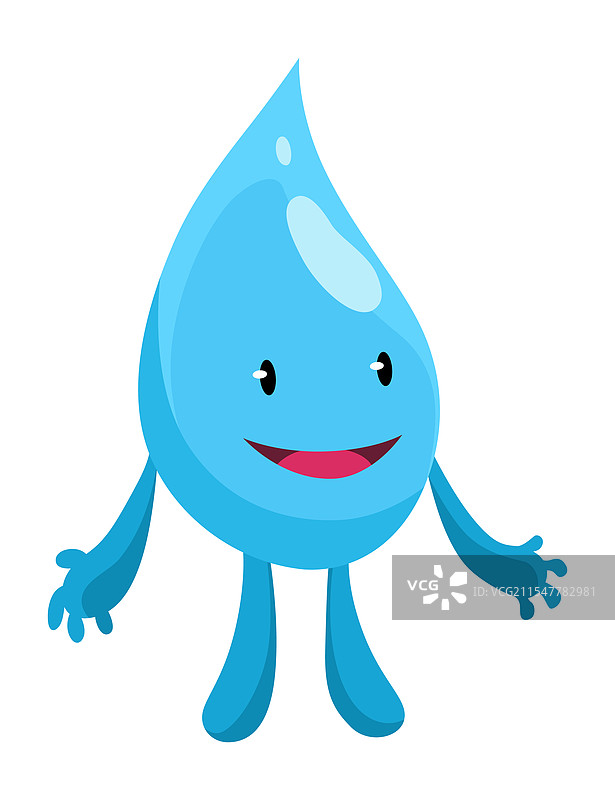 可爱的水滴水蓝色角色贴纸图片素材