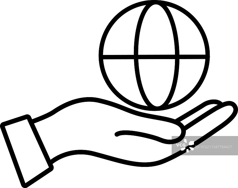 代表全球的细线轮廓图标图片素材