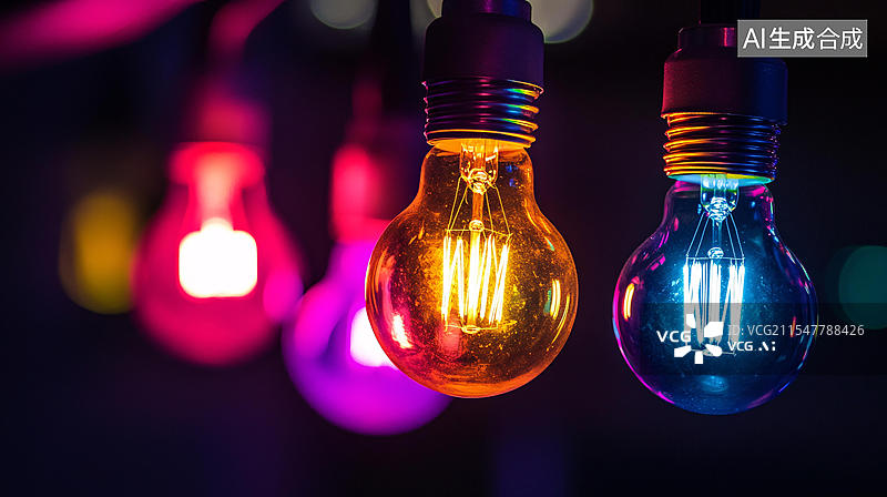 【AI数字艺术】光影灯泡图片素材