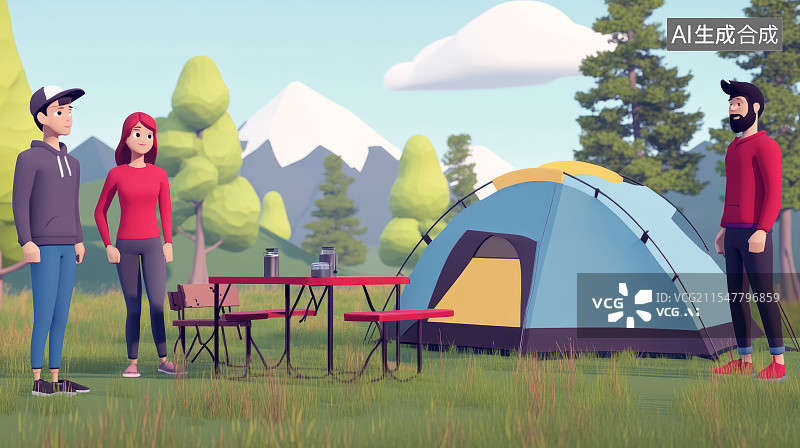 【AI数字艺术】周末野营野餐图片素材