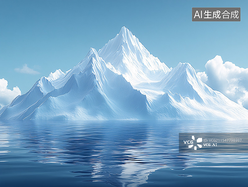 【AI数字艺术】蓝色宁静的雪山图片素材