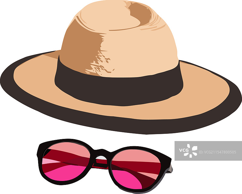 草帽和粉色太阳镜暗示着夏天图片素材