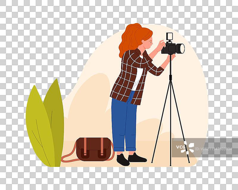 女性与专业摄影师拍照图片素材