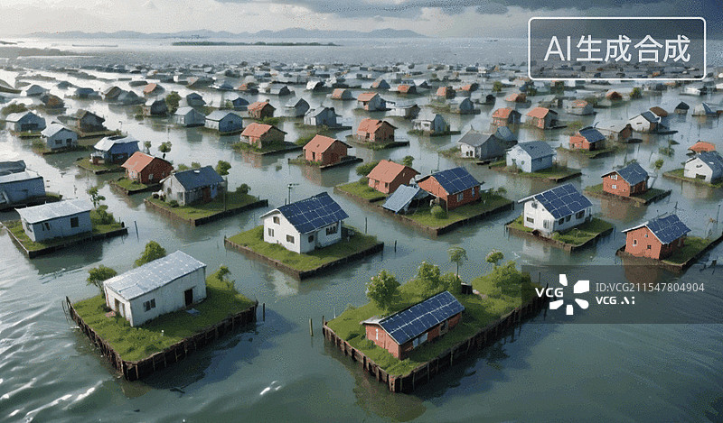 【AI数字艺术】水上村庄图片素材