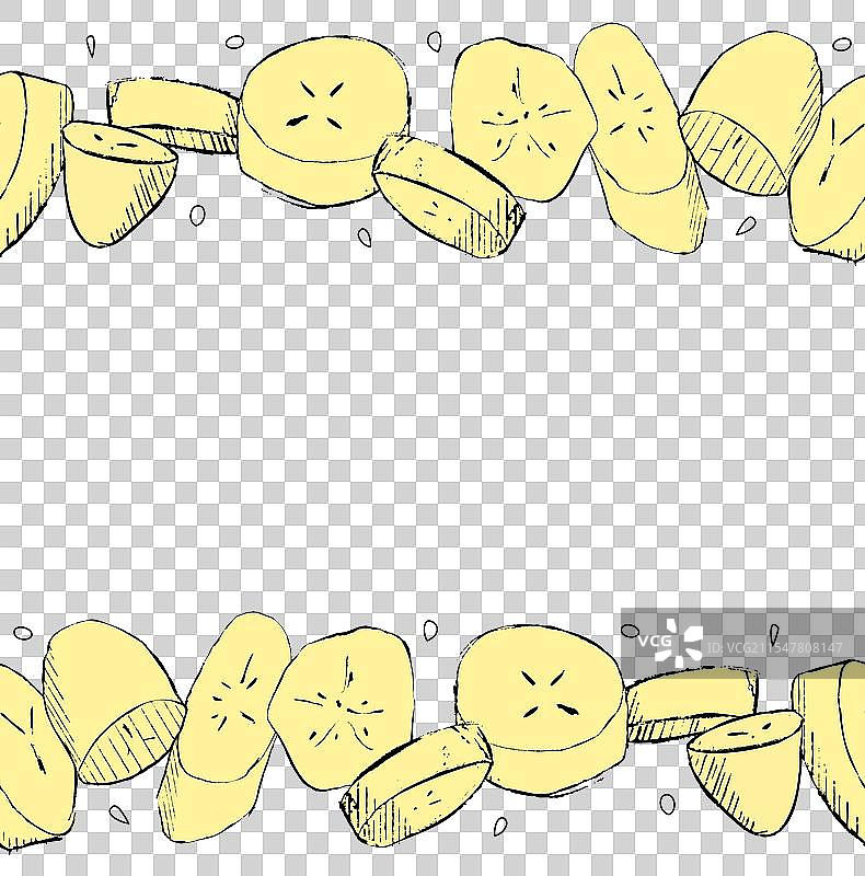 无缝的横向边框，装饰有香蕉片图片素材