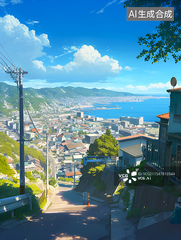 【AI数字艺术】新海诚画风海边唯美场景图片素材