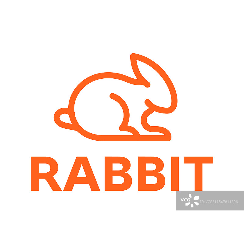 兔子扁平极简风格的标志设计图片素材