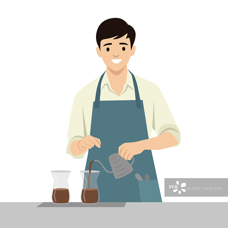 年轻的咖啡师正在制作咖啡图片素材