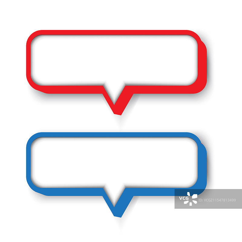 红色和蓝色边框的对话气泡设计图片素材