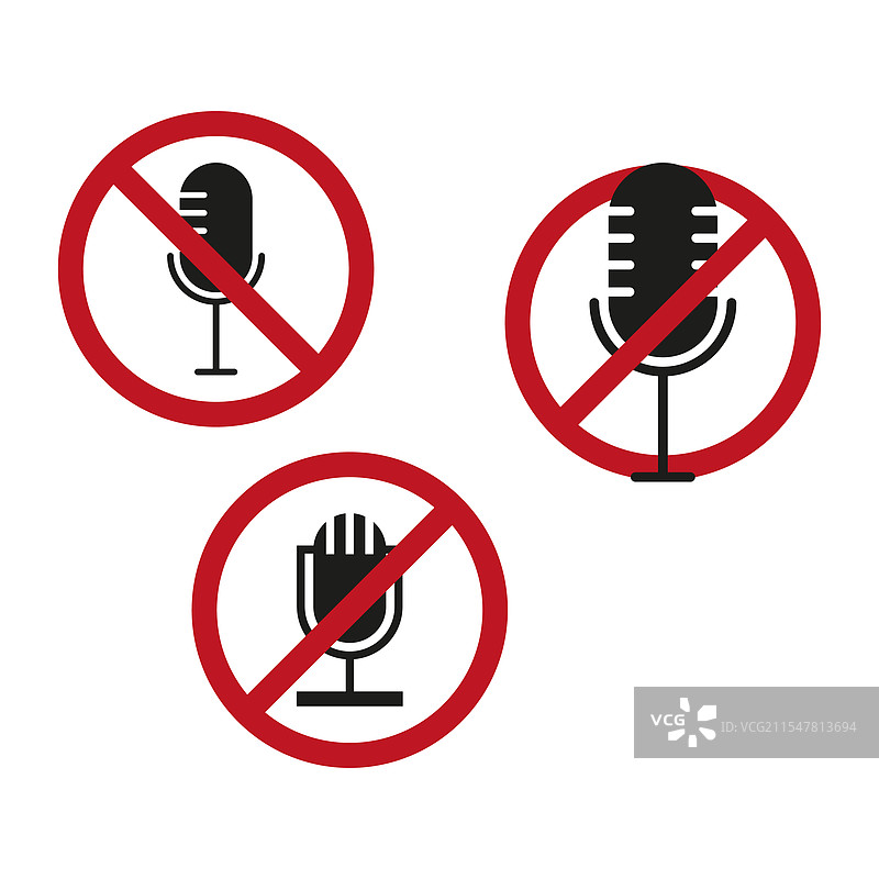 禁止使用麦克风标志 无声图标 红色图片素材
