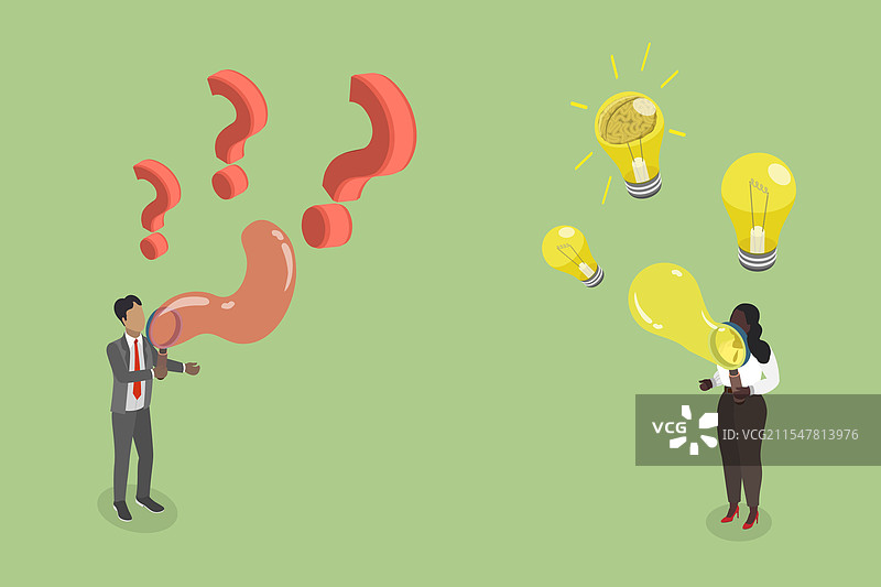 问答的3D等距平面图图片素材