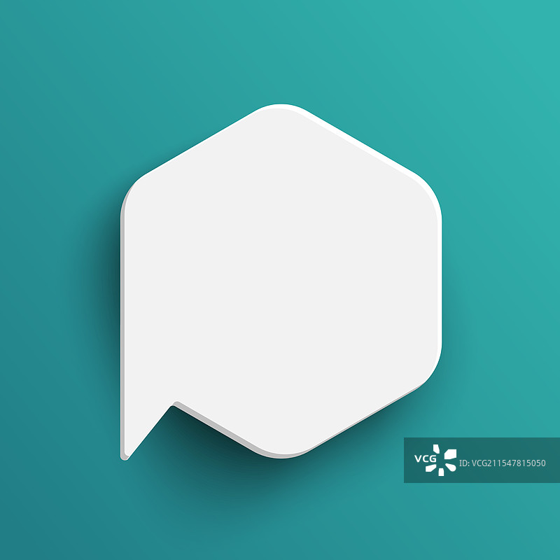 绿色背景上的白色六边形对话框图片素材