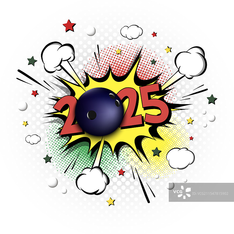 2025年新年快乐与保龄球图片素材