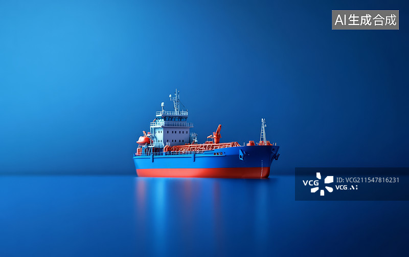 【AI数字艺术】海上航行的工业船图片素材