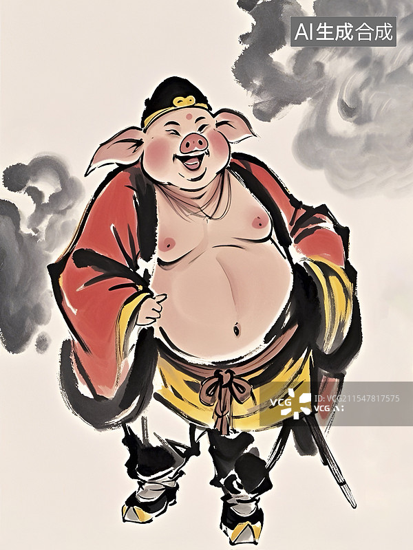【AI数字艺术】西游记人物猪八戒插图图片素材