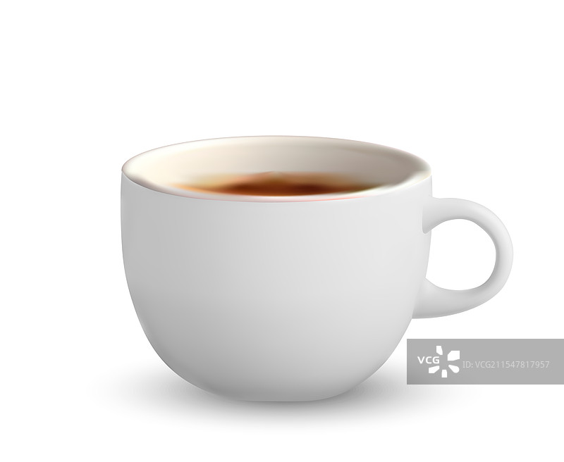 逼真的白色咖啡杯，盛着热饮，完美无瑕图片素材