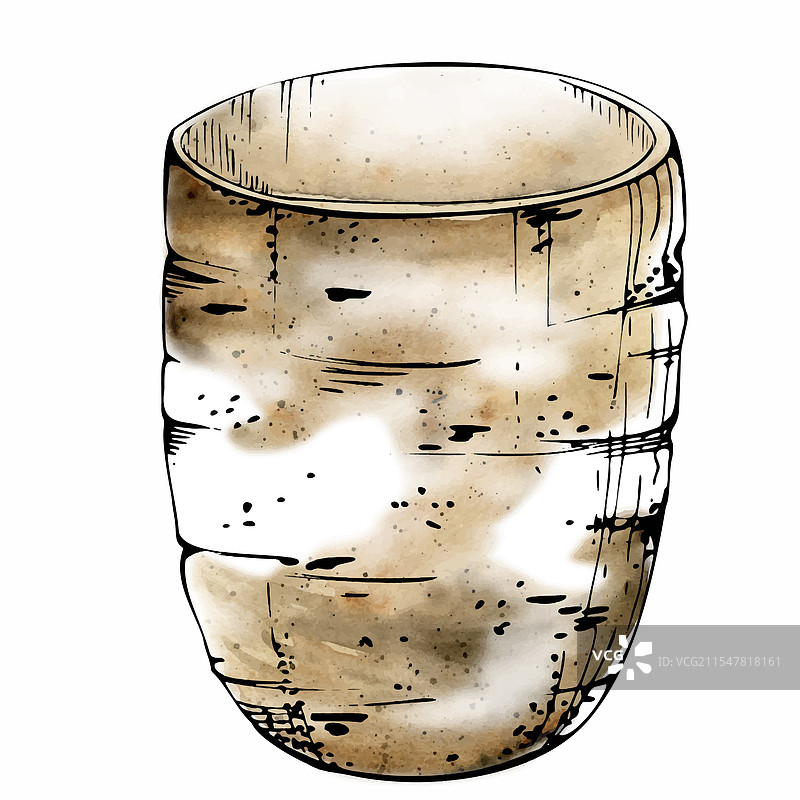 陶瓷杯子拉库风格米色粘土，适合爱好者使用图片素材