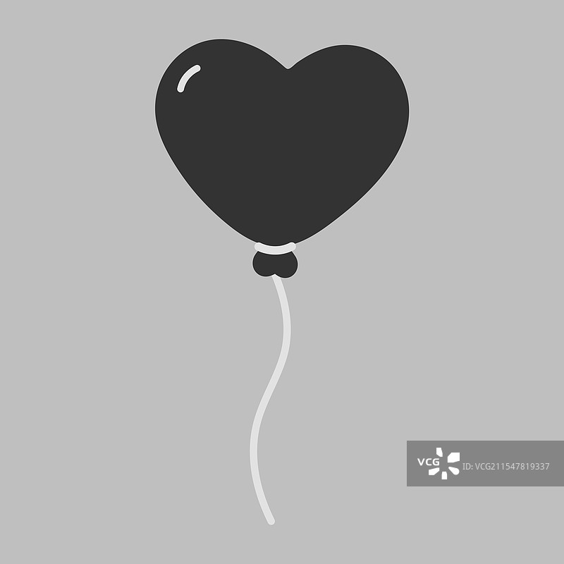 黑色灰度的心形气球挂在绳子上图片素材