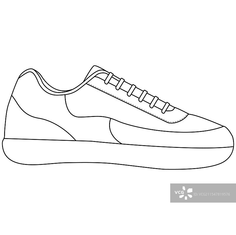 运动鞋轮廓图，采用素描风格绘制图片素材