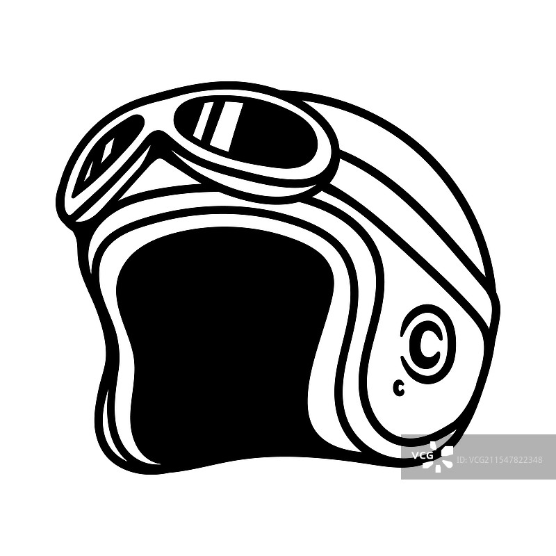 复古摩托车头盔孤立线条艺术图图片素材
