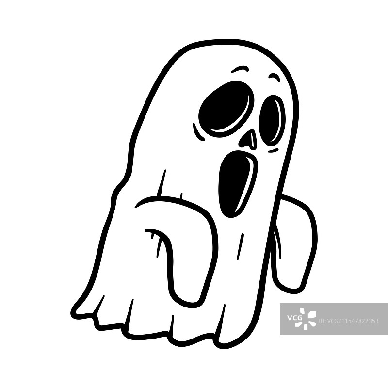 孤立的可怕简笔画幽灵卡通图图片素材