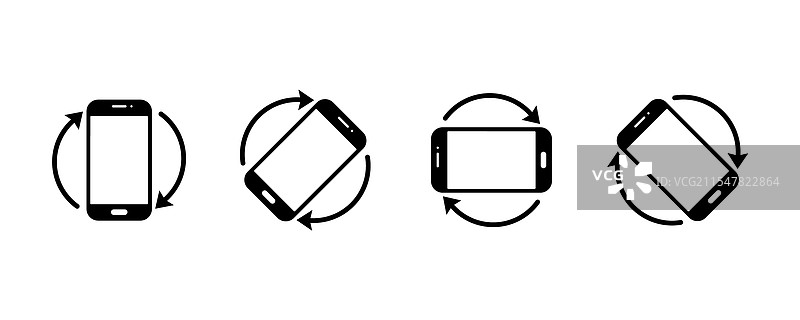 智能手机旋转图标或手机旋转图标集图片素材