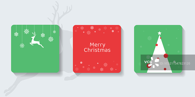 圣诞快乐和新年快乐问候语套装图片素材