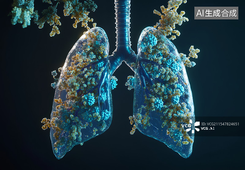 【AI数字艺术】人类肺部有癌细胞图片素材