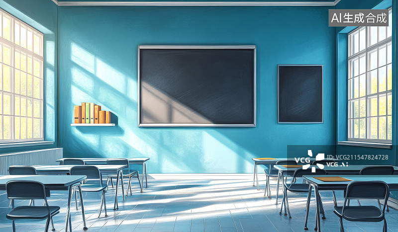【AI数字艺术】清新明亮的教室图片素材