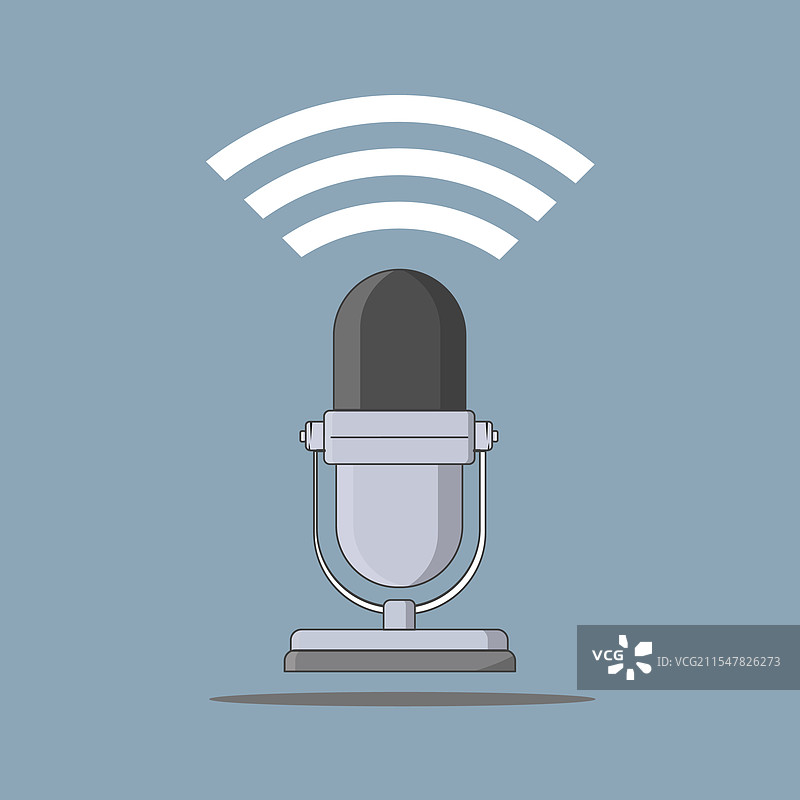 麦克风与声波是一个象征，表示图片素材