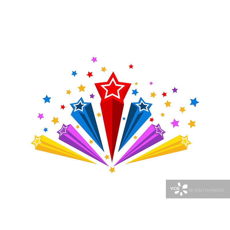 派对明星横幅，五彩缤纷的流星图片素材