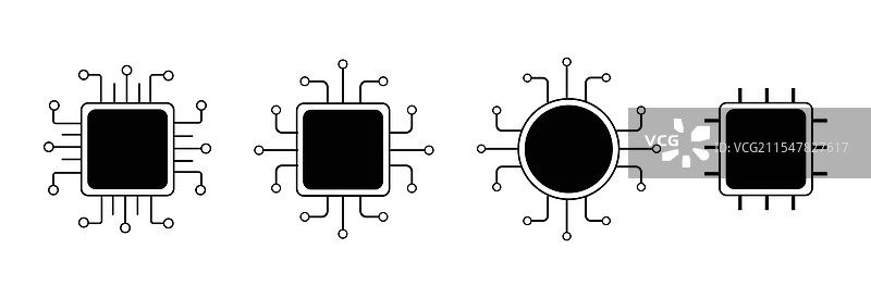 处理器线条图标 微芯片 CPU 技术图片素材