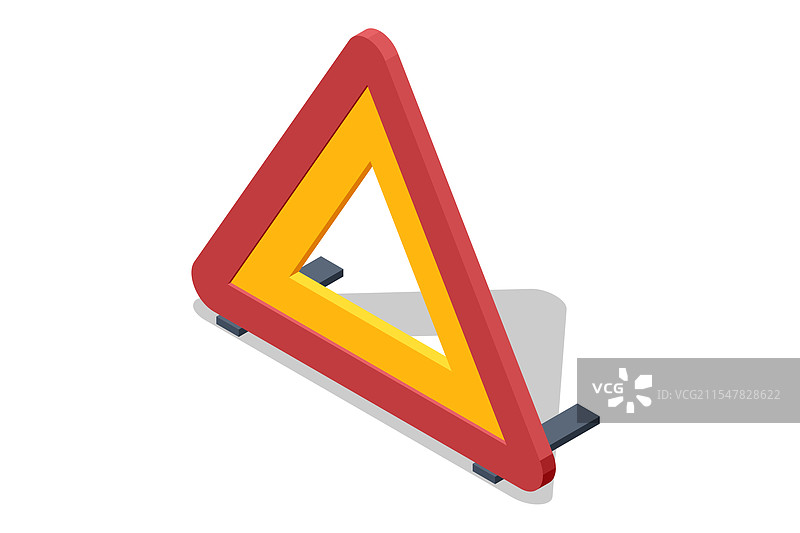车辆紧急情况的等距警告三角形图片素材