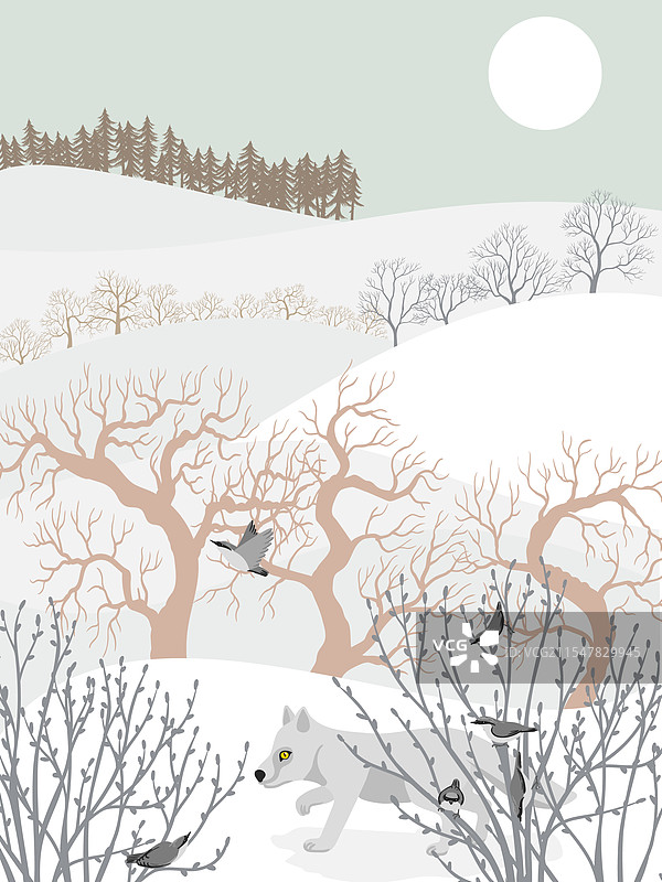 绘制冬季风景图片素材