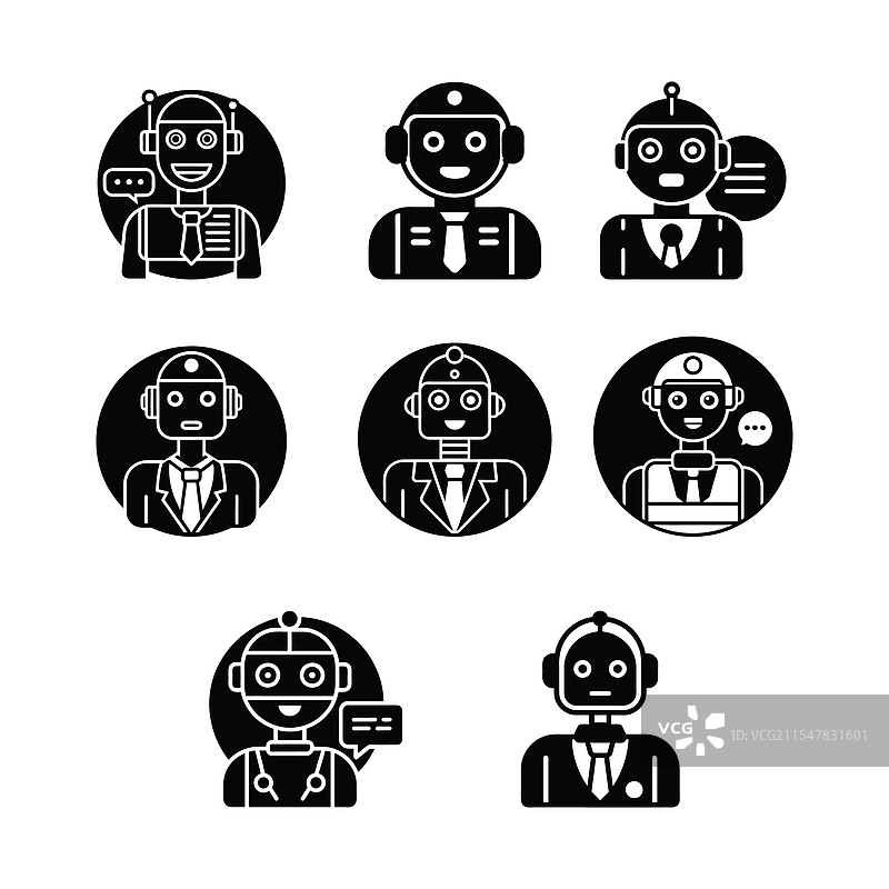 人工智能聊天机器人单色图标图片素材
