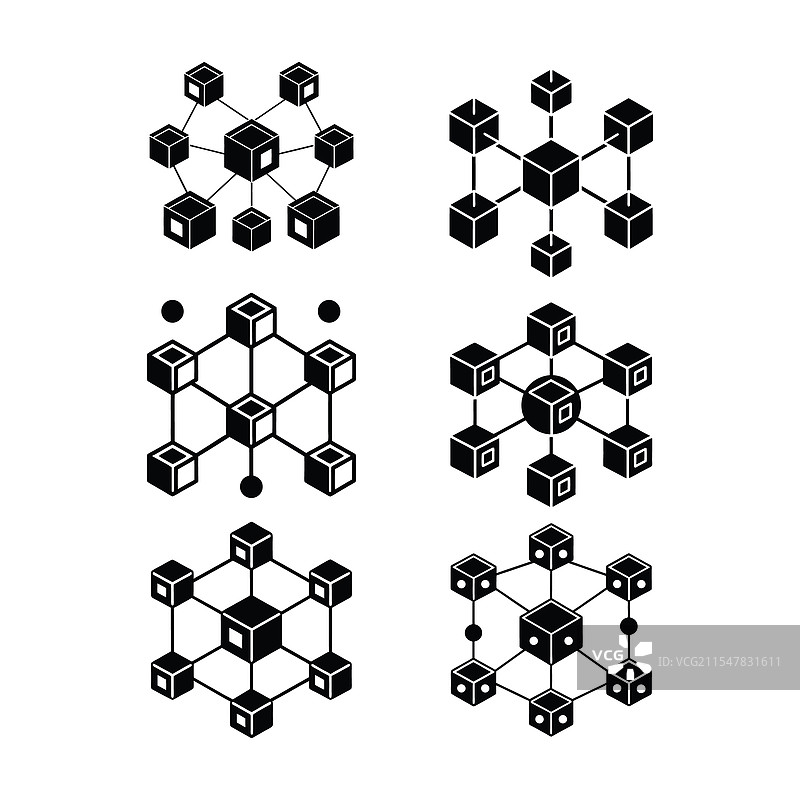 连接节点的区块链网络图标图片素材