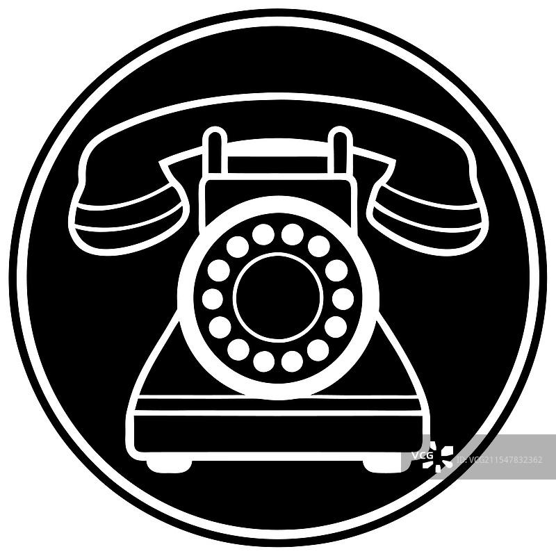 简单的黑白复古旋转电话图标图片素材