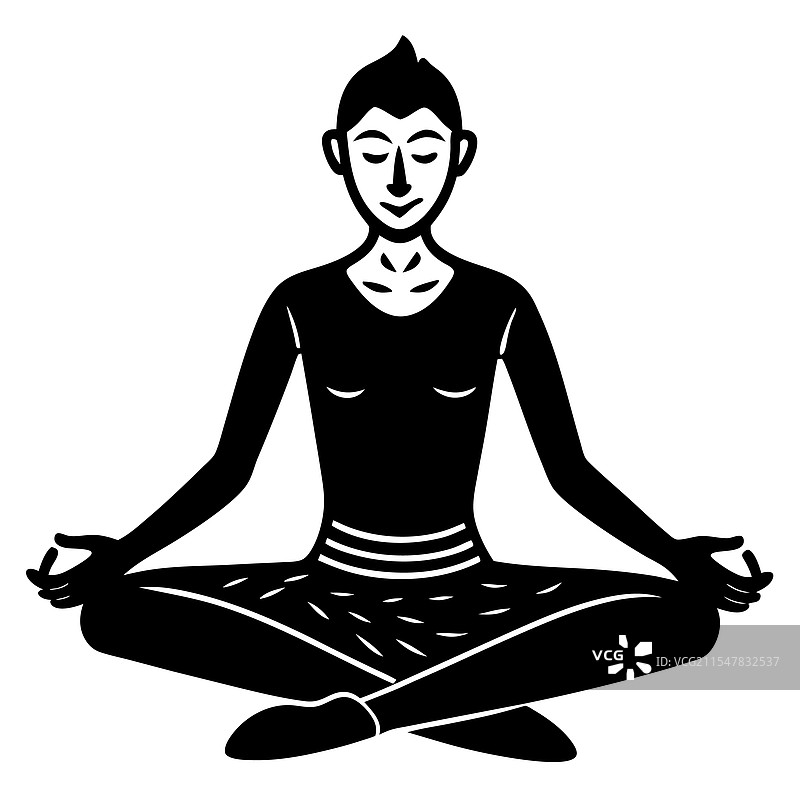 瑜伽姿势轮廓中的宁静人物图片素材