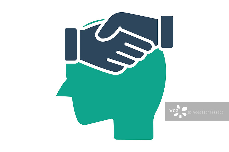 同理心图标，实心图标风格，握手的头部图片素材