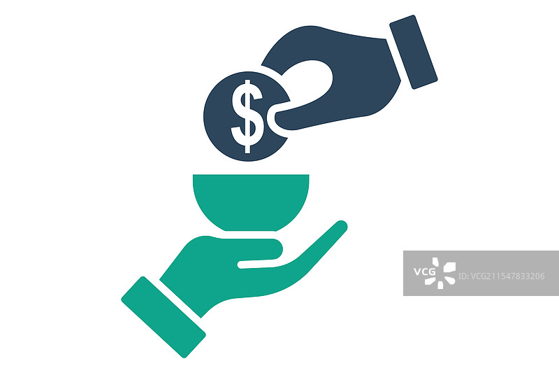 贫困图标，实心图标风格，手部给予图片素材