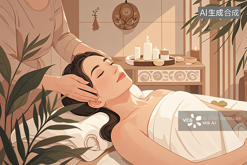 【AI数字艺术】采购产品美容，身体护理，皮肤护理，妇女，稳定，放松，假期，按摩图片素材