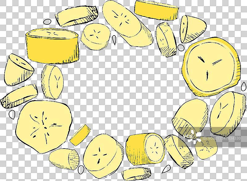 香蕉片零食的椭圆形框架图片素材