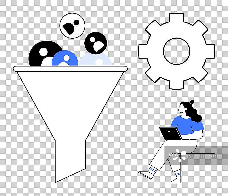 多样化用户头像的营销漏斗概念图片素材