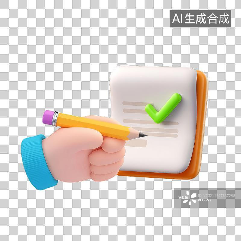 【AI数字艺术】3D卡通可爱风文件签字图标图片素材