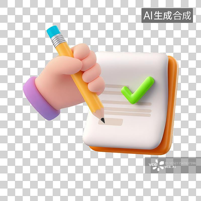 【AI数字艺术】3D卡通可爱风文件签字图标图片素材