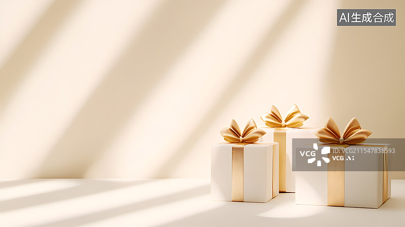 【AI数字艺术】金色礼盒礼物图片素材