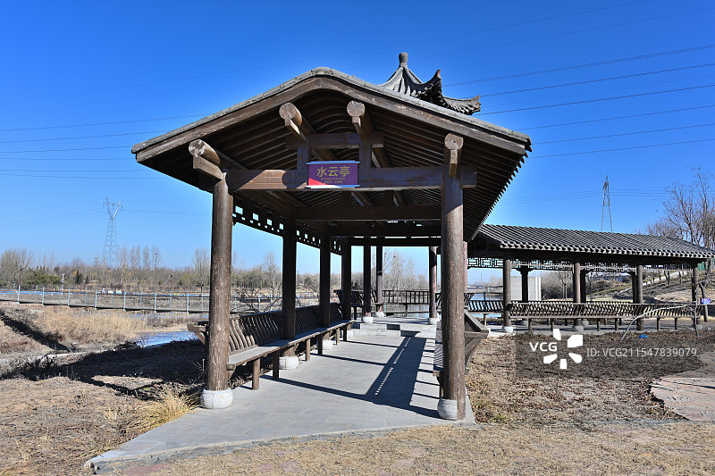 水云亭，汤河湿地公园，河南安阳汤阴，2025年1月图片素材
