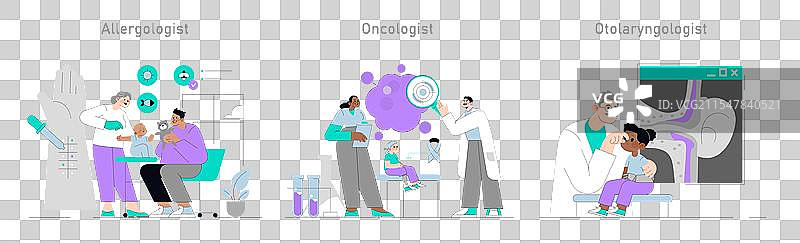 包容性儿童的医疗访问平面图图片素材