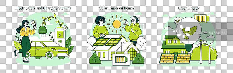 绿色生活方式扁平图设计图片素材