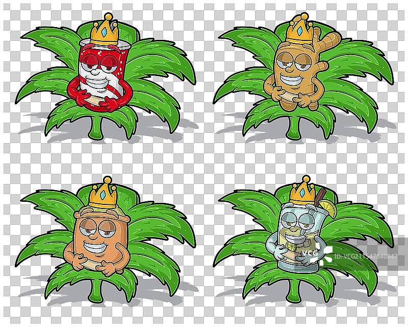 可乐、姜和抹茶的卡通角色图片素材